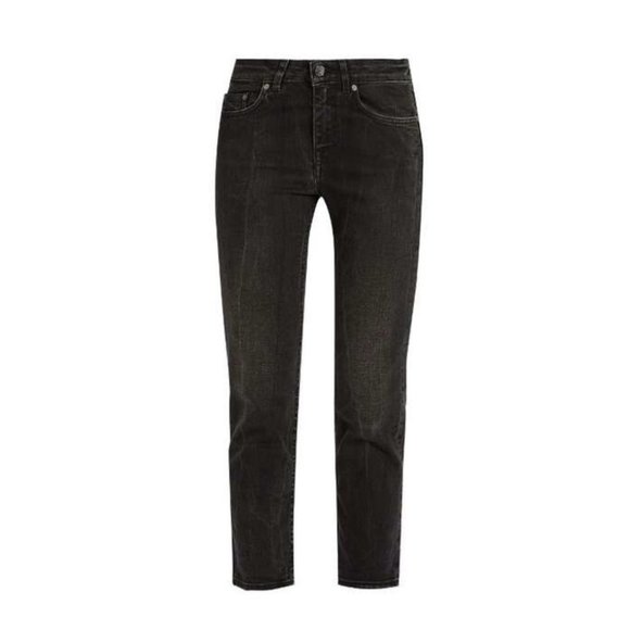 Acne Studios Row Black Crease Cropped Jeans - Picture 1 of 10